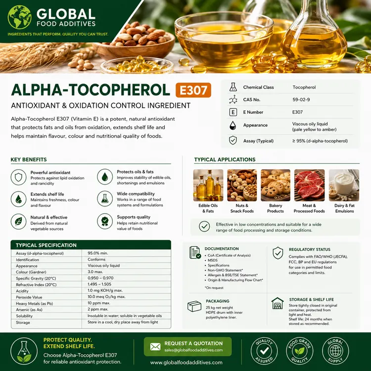 Alpha-Tocopherol E307 food additive food additive ingredient illustration